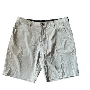 Vissla Mens Flat Front Hybrid Stretch Chino Zipper Button L. Gray Shorts Sz 36
